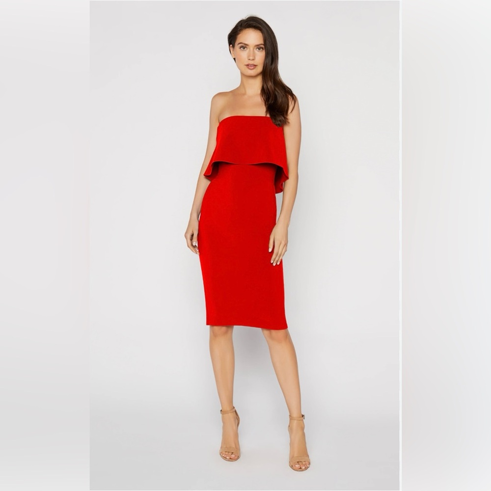 Likely Driggs Strapless Dress in Red. Size 6
